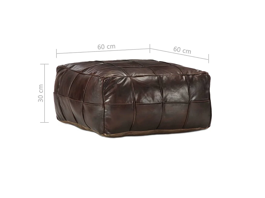 Poef 60x60x30 cm echt geitenleer donkerbruin