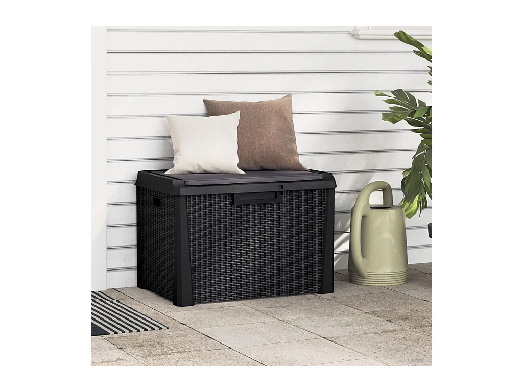 Boîte de rangement jardin coussin de siège anthracite 125 L PP