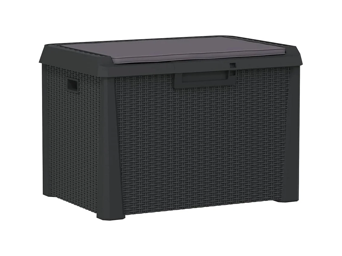 Gartentruhe mit Sitzkissen Anthrazit 125 L PP