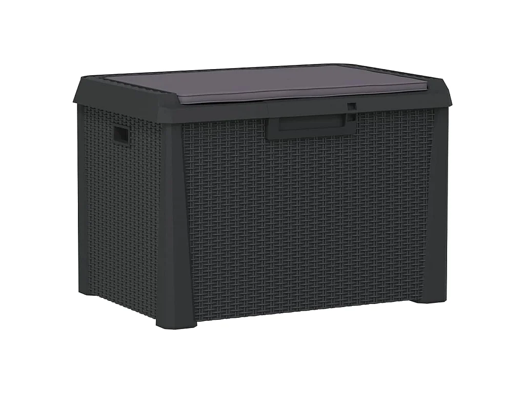 Boîte de rangement jardin coussin de siège anthracite 125 L PP