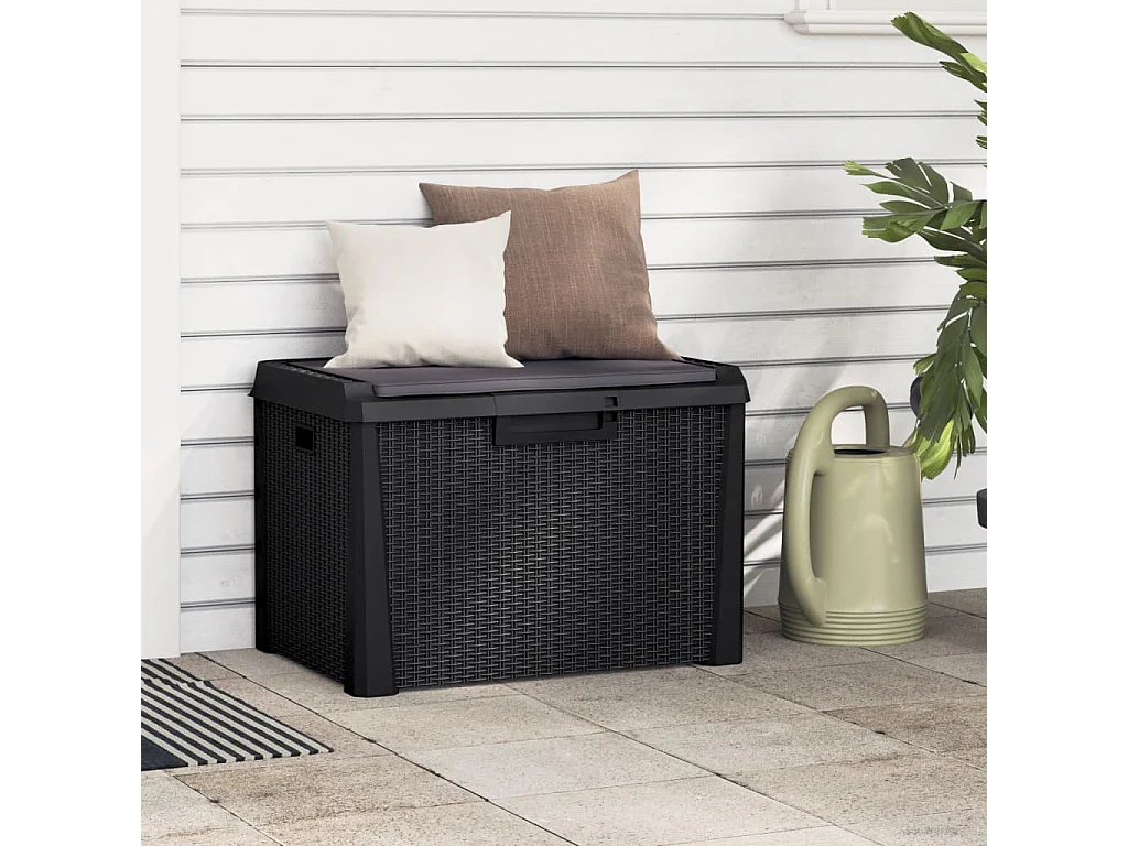 Boîte de rangement jardin coussin de siège anthracite 125 L PP