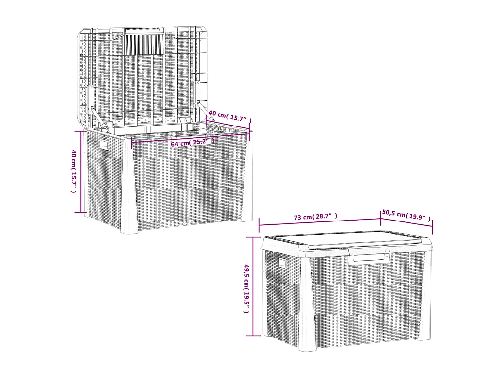 Boîte de rangement jardin coussin de siège anthracite 125 L PP
