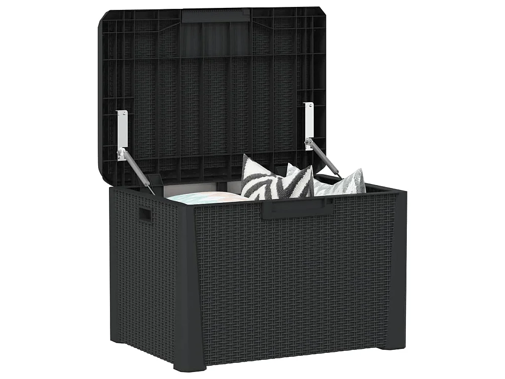 Boîte de rangement jardin coussin de siège anthracite 125 L PP