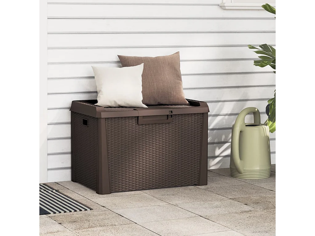 Boîte de rangement de jardin marron 125 L PP