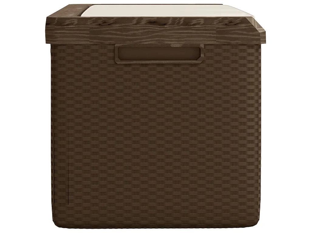 Boîte de rangement jardin coussin de siège marron 350 L PP