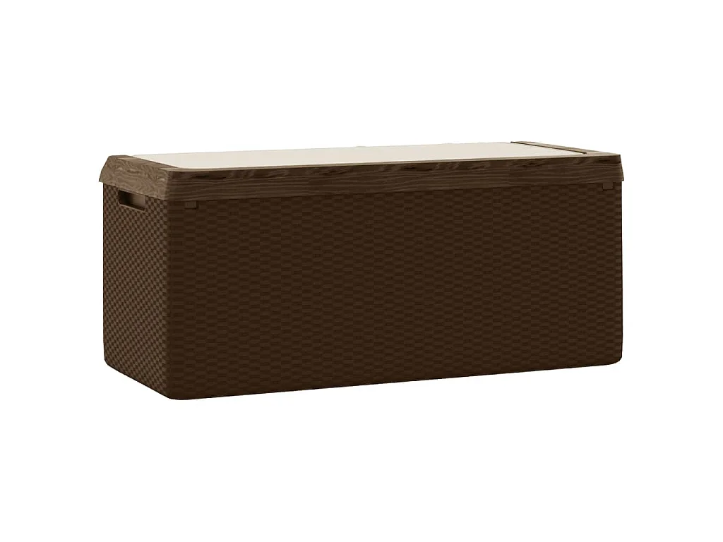 Boîte de rangement jardin coussin de siège marron 350 L PP