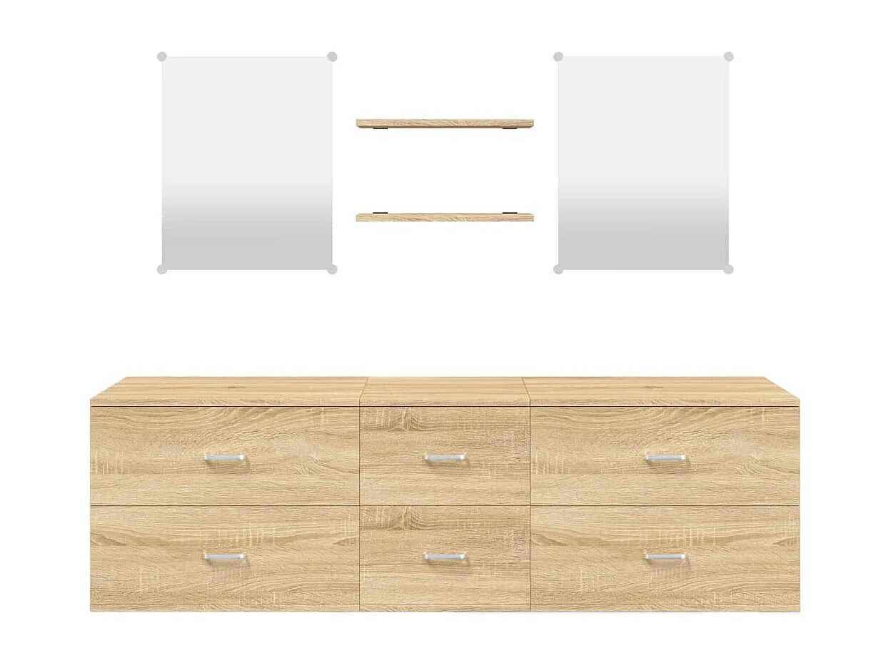 Ensemble de meubles salle de bain 5 pcs chêne bois d'ingénierie
