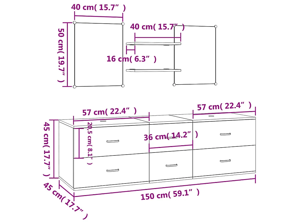 Ensemble de meubles salle de bain 5 pcs chêne bois d'ingénierie