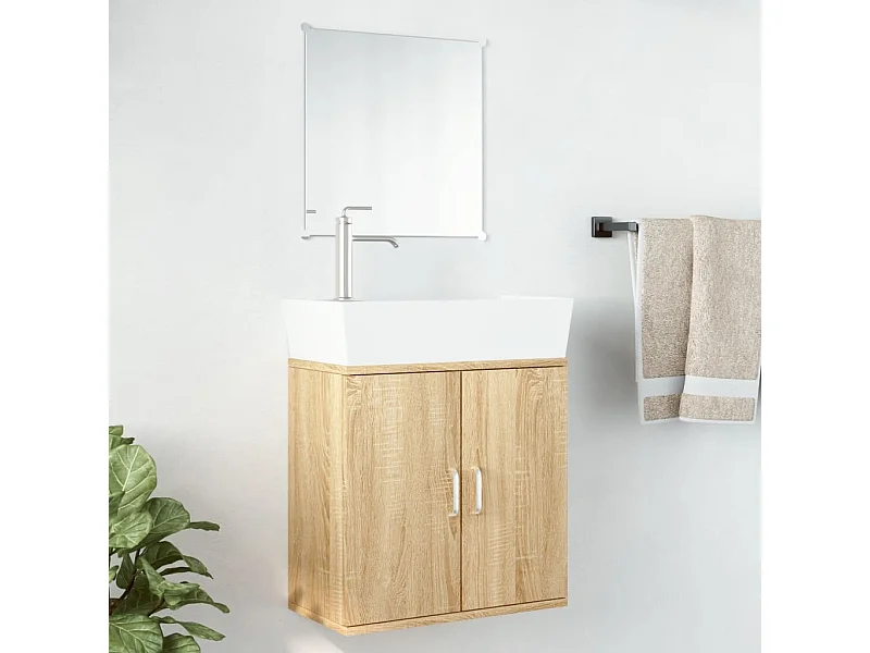 Ensemble de meubles salle de bain 2 pcs chêne bois d'ingénierie