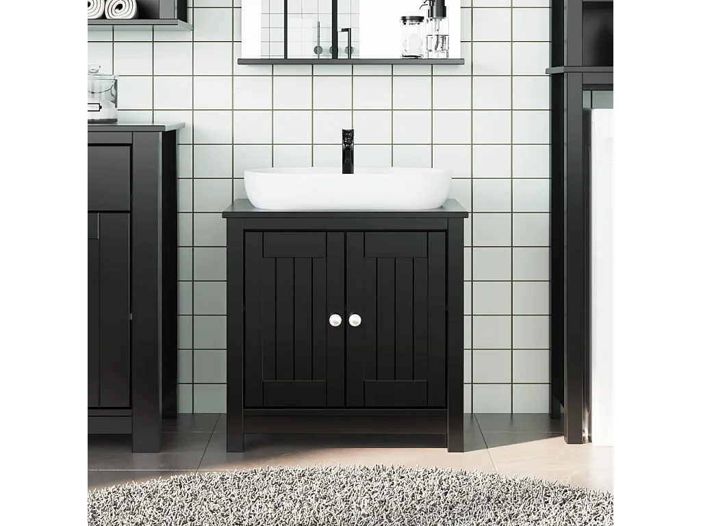 Meuble de salle de bain BERG noir 60x34x59 cm bois pin massif
