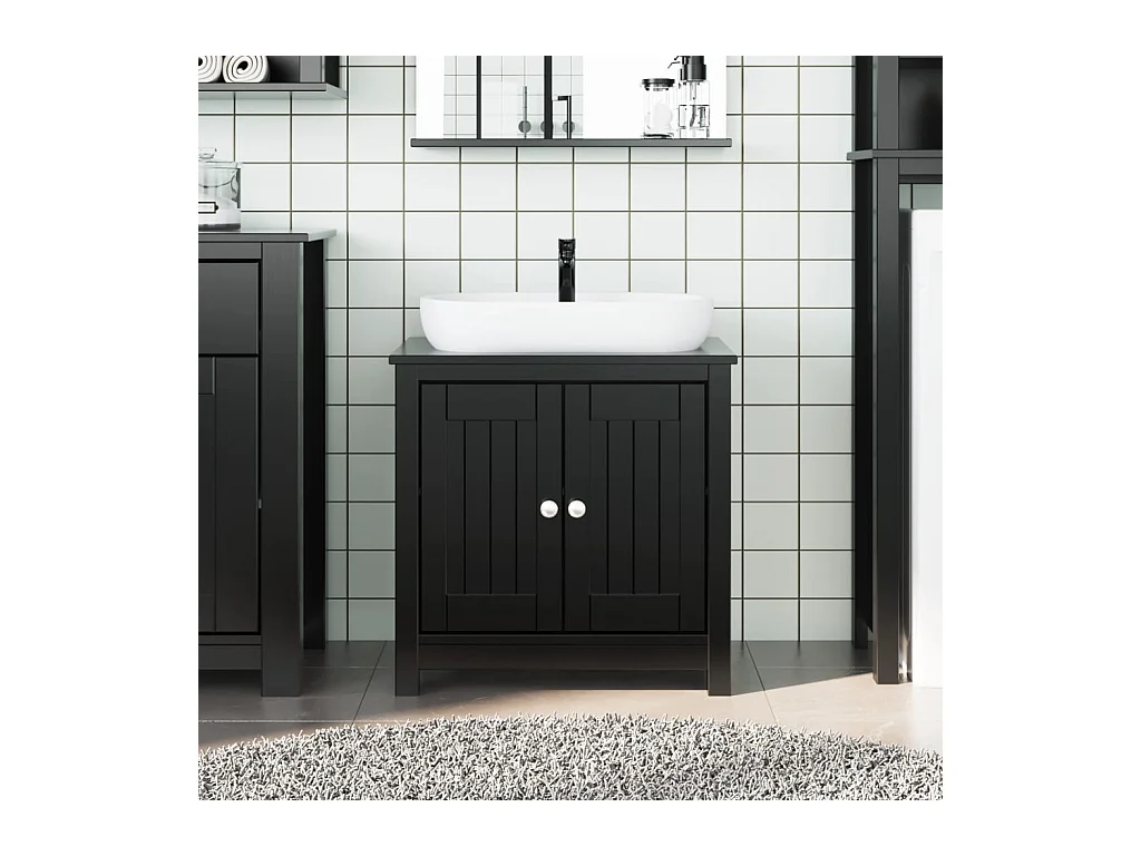 Meuble de salle de bain BERG noir 60x34x59 cm bois pin massif