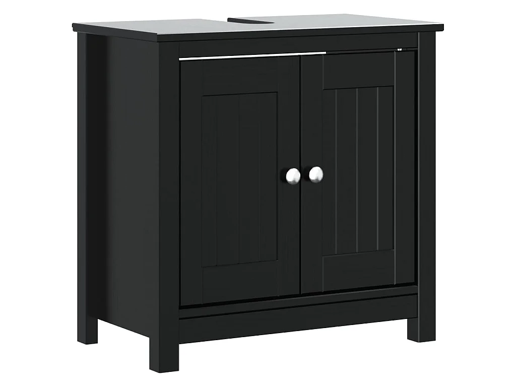 Wastafelkast BERG 60x34x59 cm massief grenenhout zwart