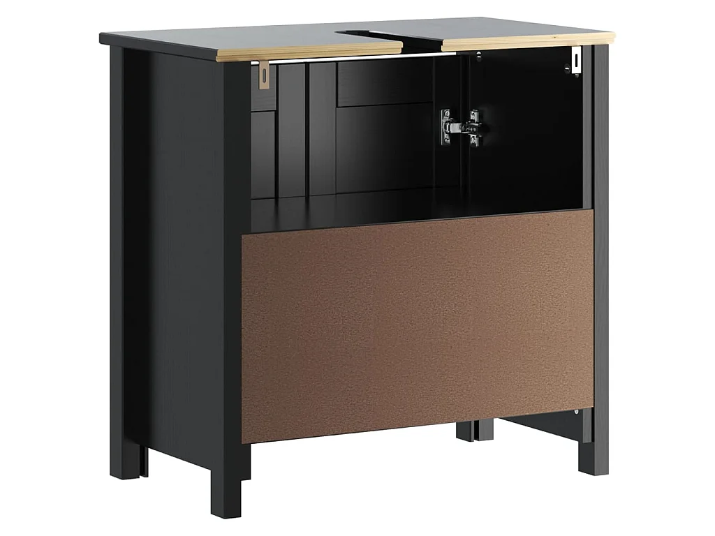 Wastafelkast BERG 60x34x59 cm massief grenenhout zwart