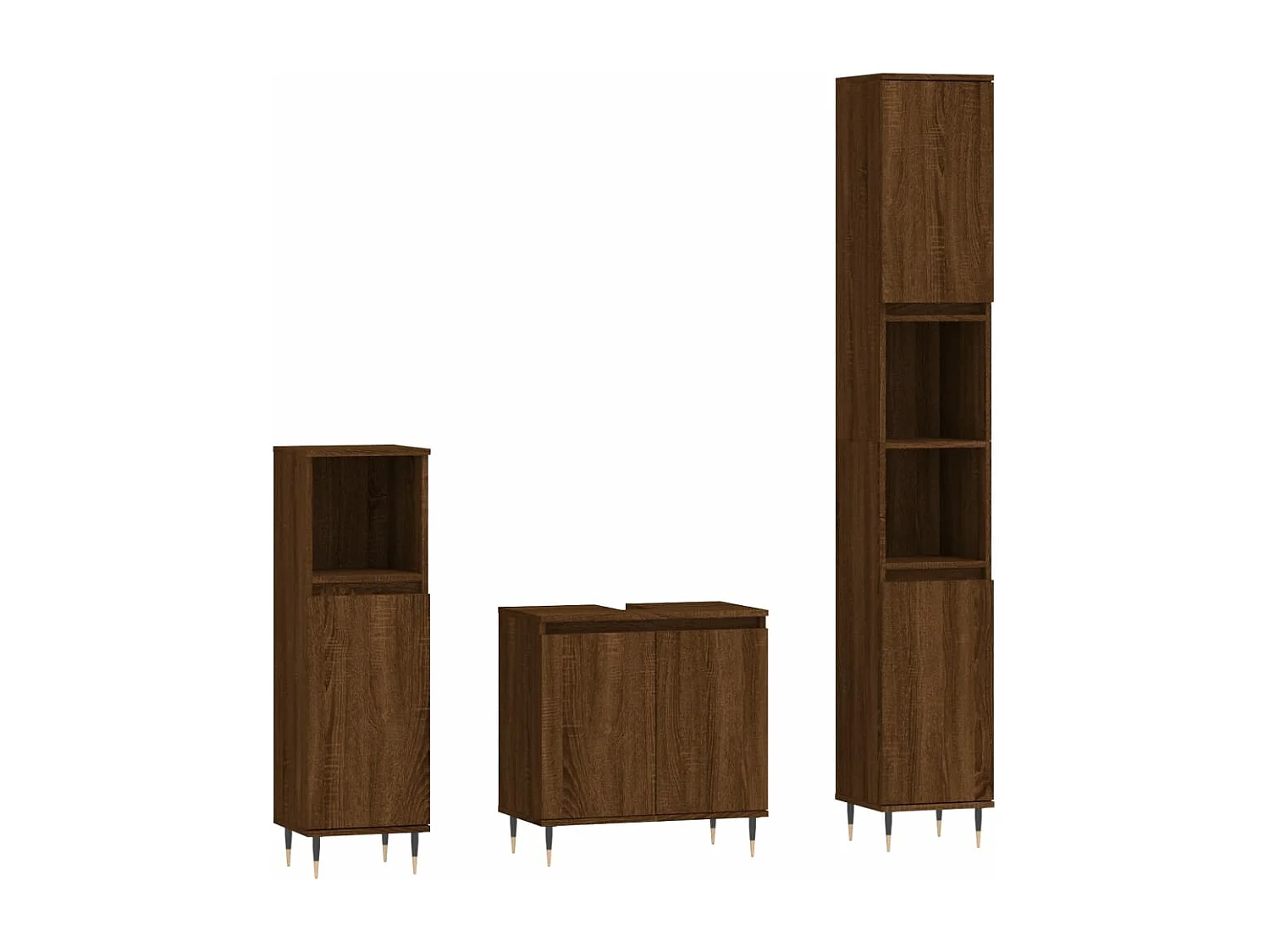 Ensemble d'armoires de salle de bain 3 pcs chêne marron