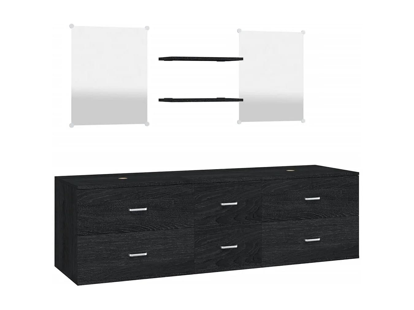 Ensemble de meubles salle de bain 5 pcs noir bois d'ingénierie