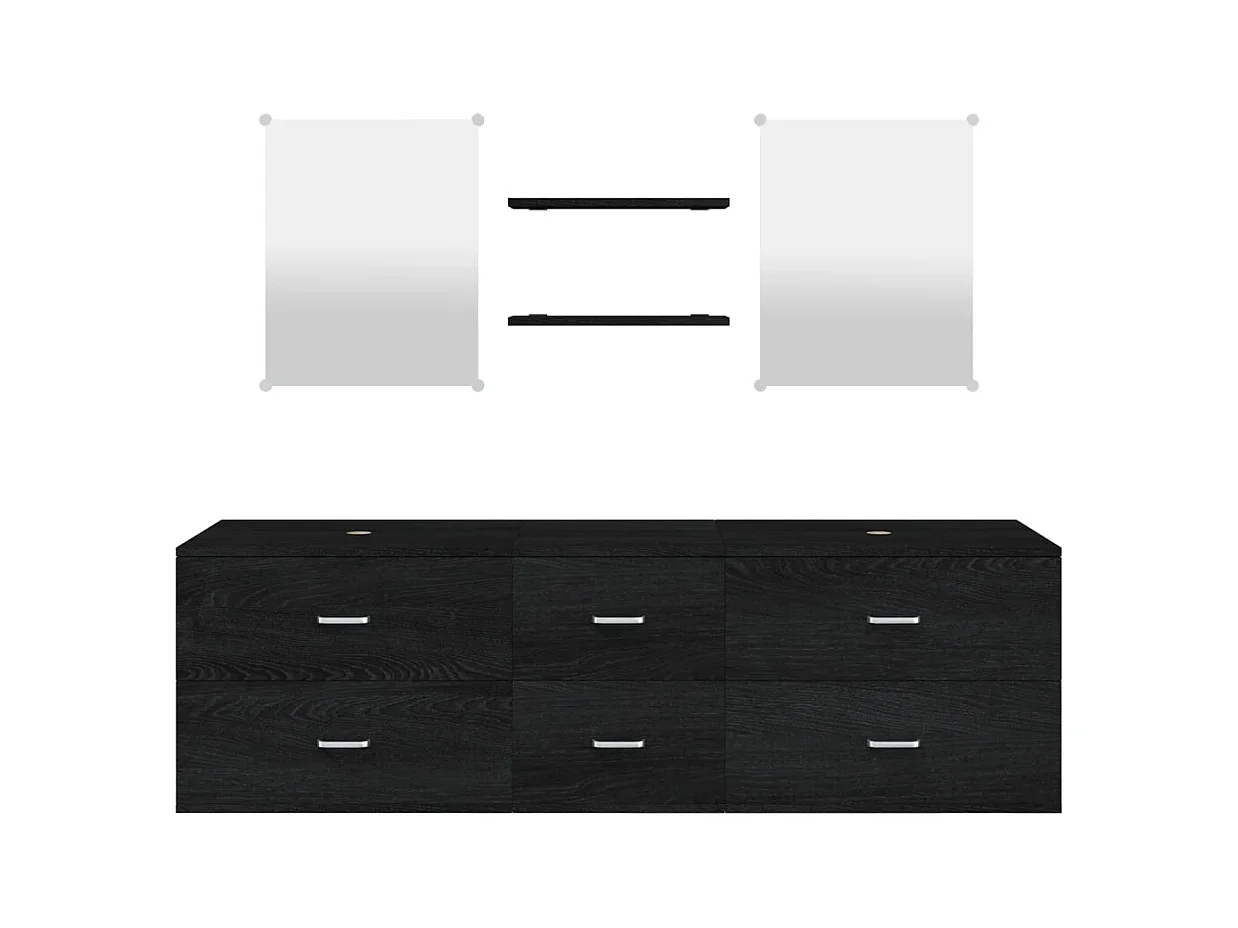 Ensemble de meubles salle de bain 5 pcs noir bois d'ingénierie