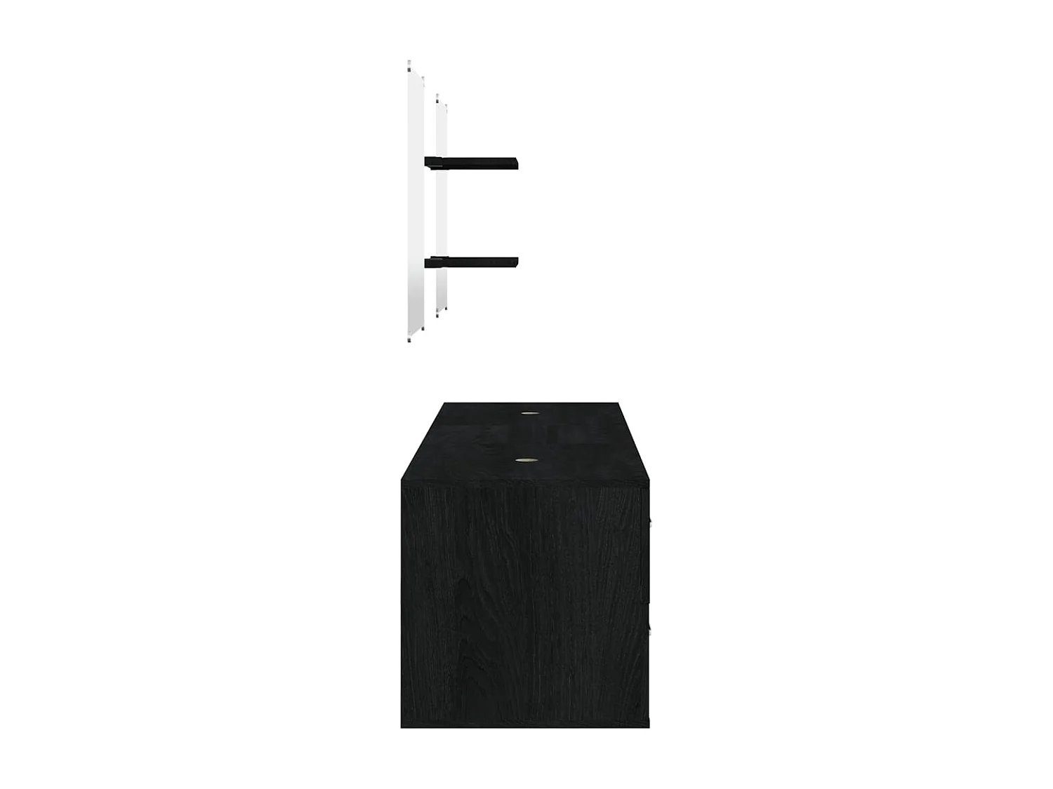 5 pcs conj. móveis de casa de banho derivados de madeira preto