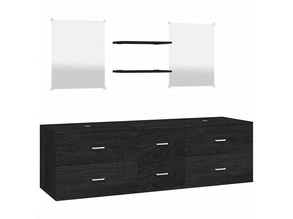 5-tlg. Badmöbel-Set Schwarz Holzwerkstoff