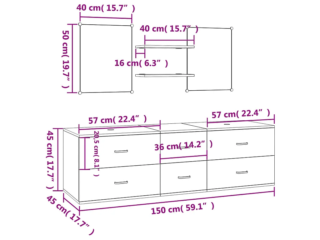 5-tlg. Badmöbel-Set Schwarz Holzwerkstoff