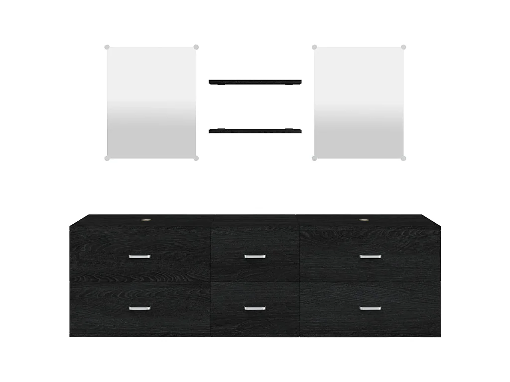 5-tlg. Badmöbel-Set Schwarz Holzwerkstoff