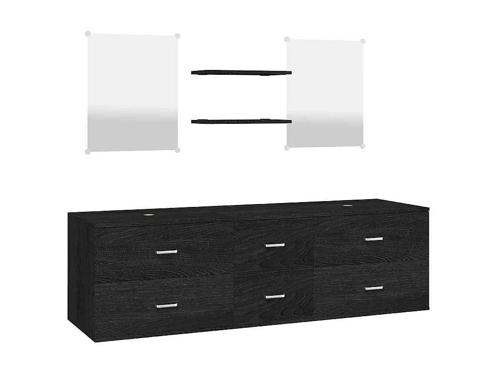 Ensemble de meubles salle de bain 5 pcs noir bois d'ingénierie