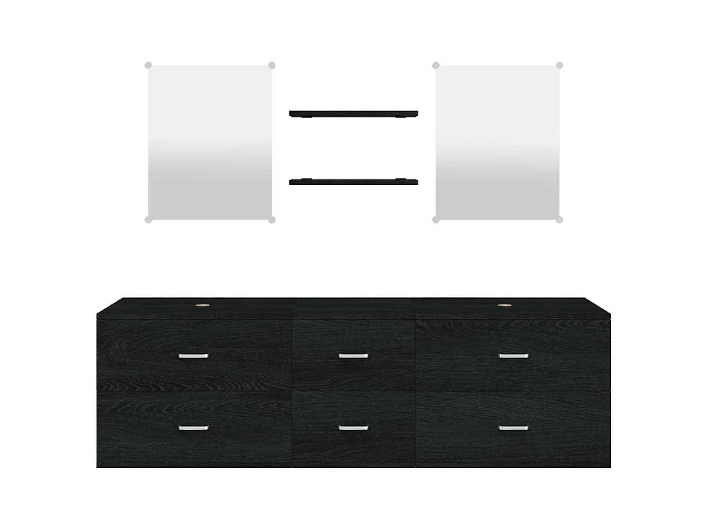 Ensemble de meubles salle de bain 5 pcs noir bois d'ingénierie