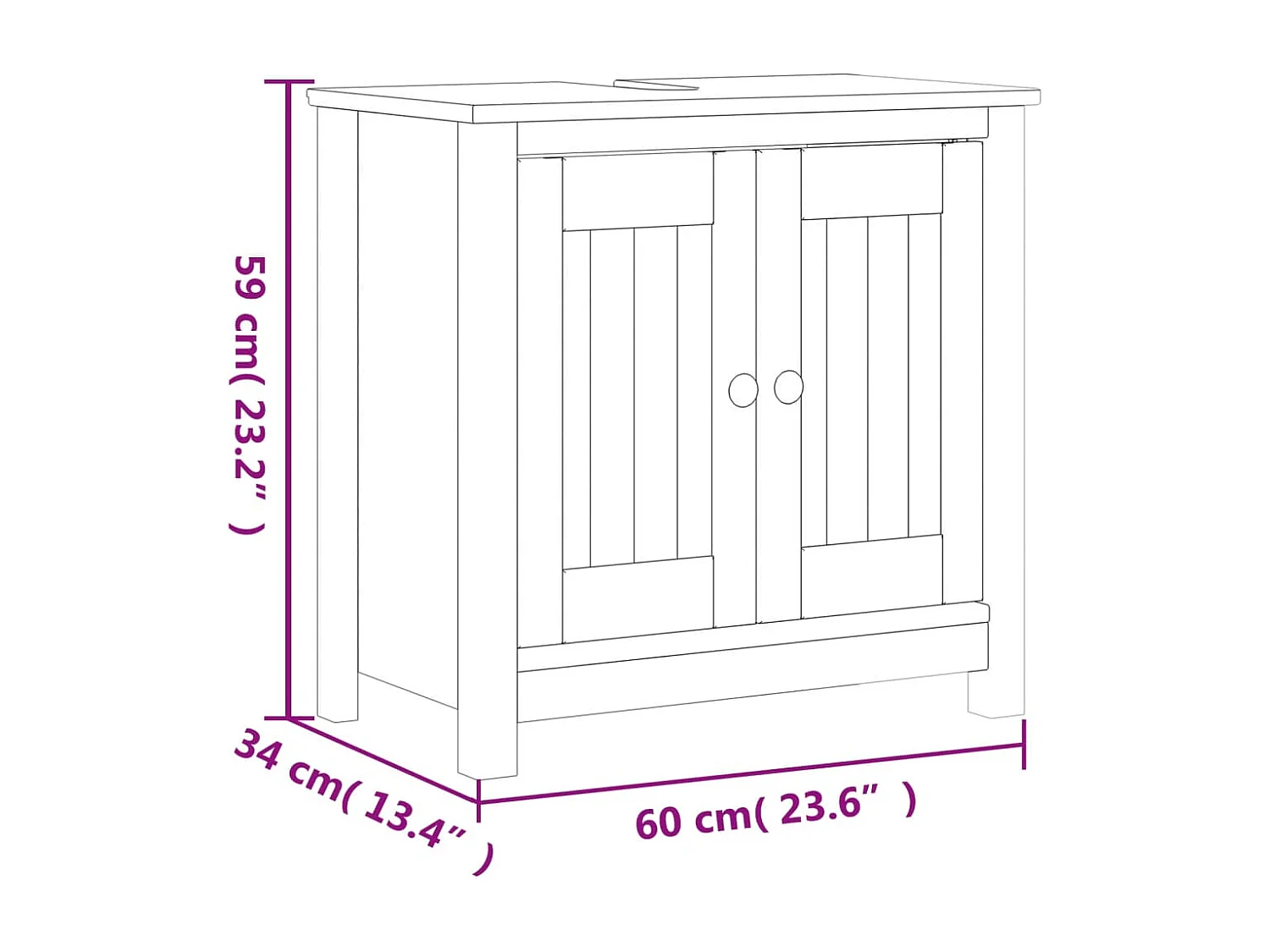 Meubles de salle de bain 3 pcs BERG noir bois de pin massif
