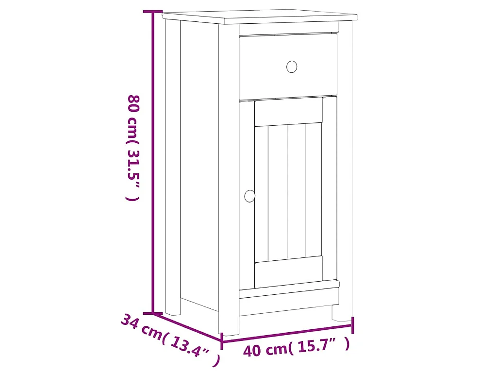 Set Mobili da Bagno 3 pz BERG Nero in Legno Massello di Pino