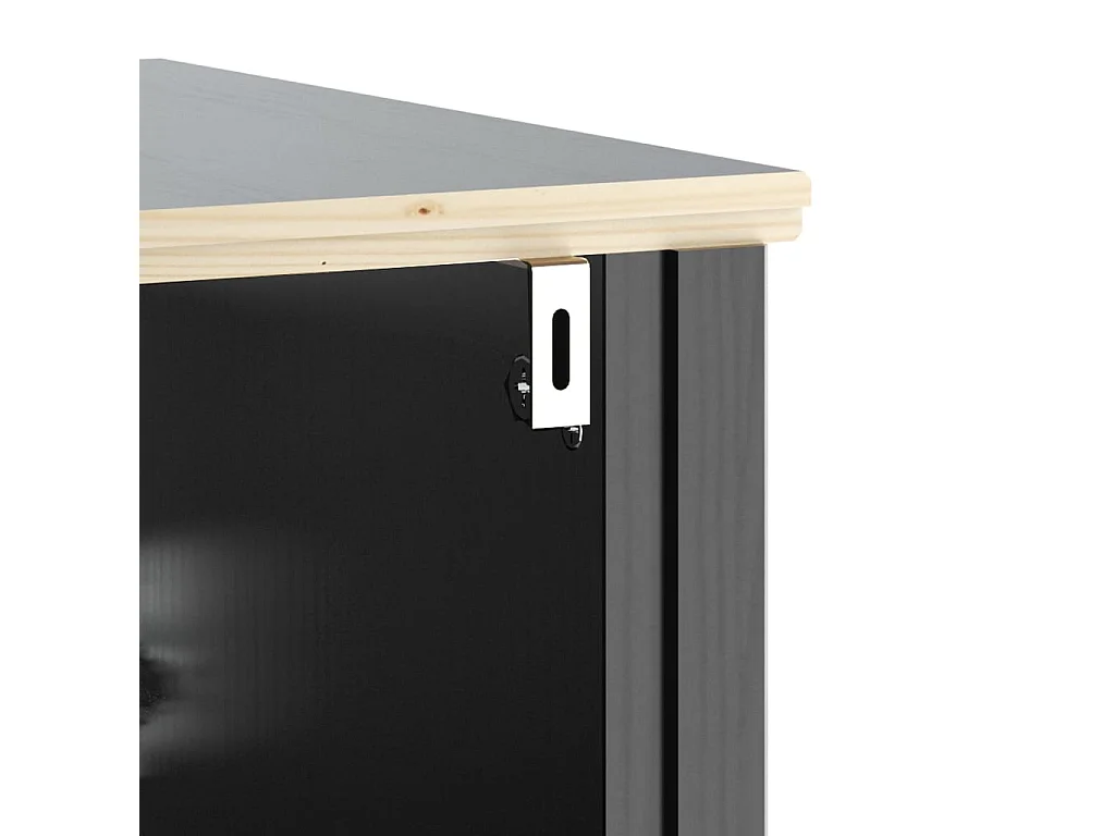 Set Mobili da Bagno 3 pz BERG Nero in Legno Massello di Pino