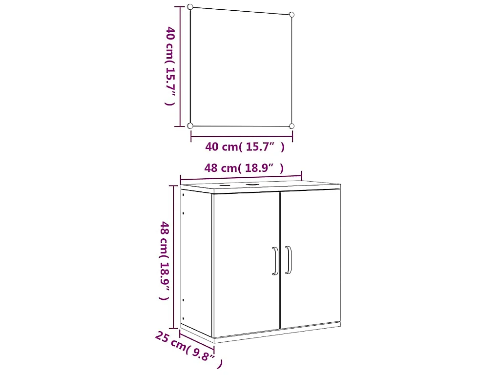 Ensemble de meubles salle de bain 2 pcs noir bois d'ingénierie