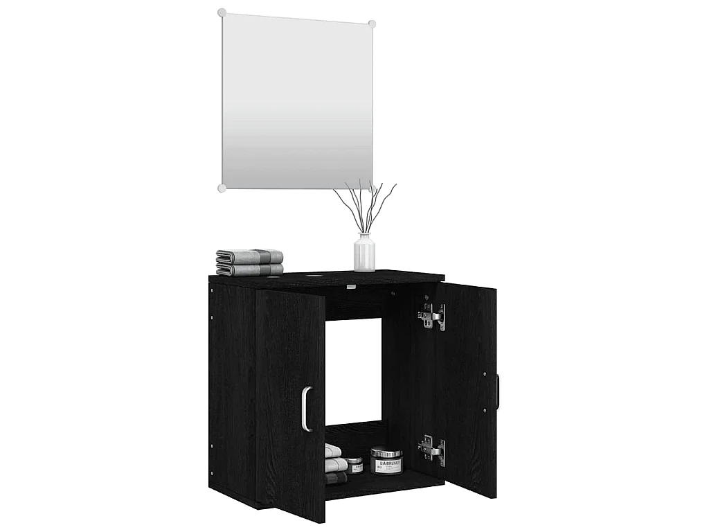 Ensemble de meubles salle de bain 2 pcs noir bois d'ingénierie