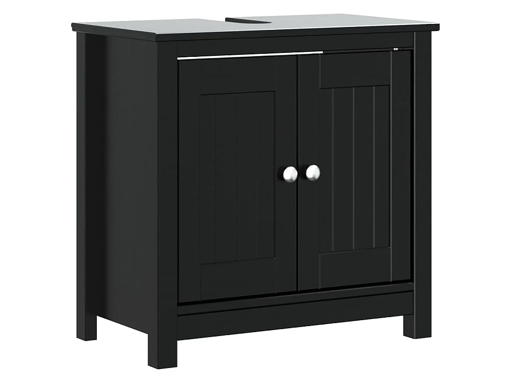 Meubles de salle de bain 4 pcs BERG noir bois de pin massif