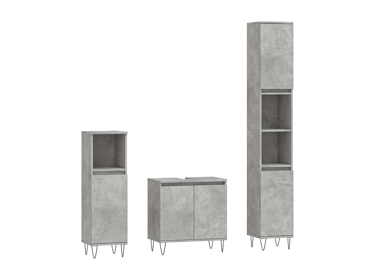 Ensemble d'armoires de salle de bain 3 pcs gris béton