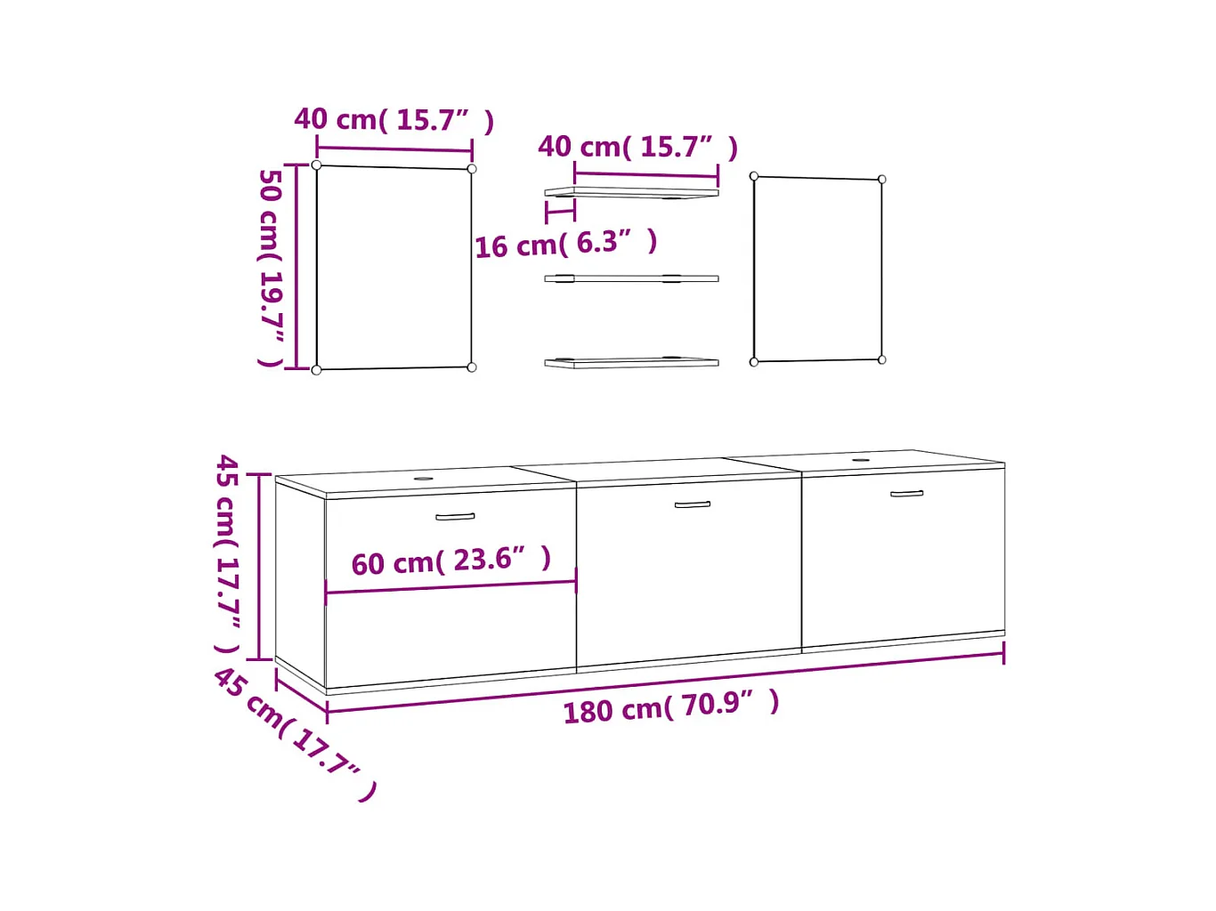 Ensemble de meubles salle de bain 6 pcs chêne bois d'ingénierie