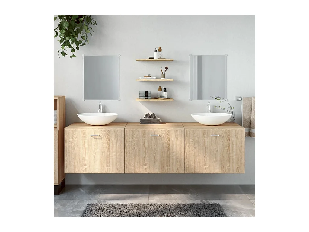 Set Mobili da Bagno 6 pz Rovere in Legno Multistrato