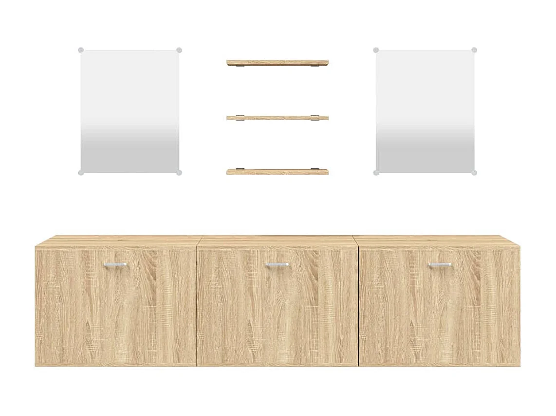 2 pcs conj. móveis casa de banho derivados de madeira carvalho