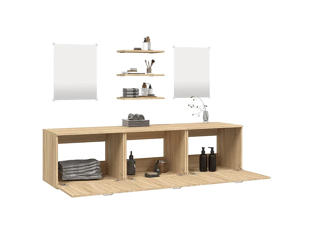 Ensemble de meubles salle de bain 6 pcs chêne bois d'ingénierie