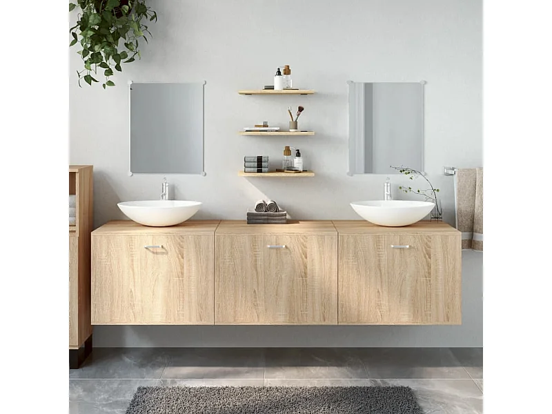 Ensemble de meubles salle de bain 6 pcs chêne bois d'ingénierie