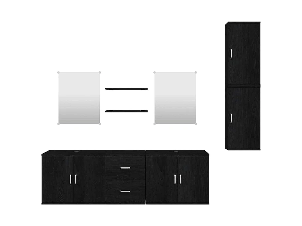 Ensemble de meubles salle de bain 7 pcs noir bois d'ingénierie