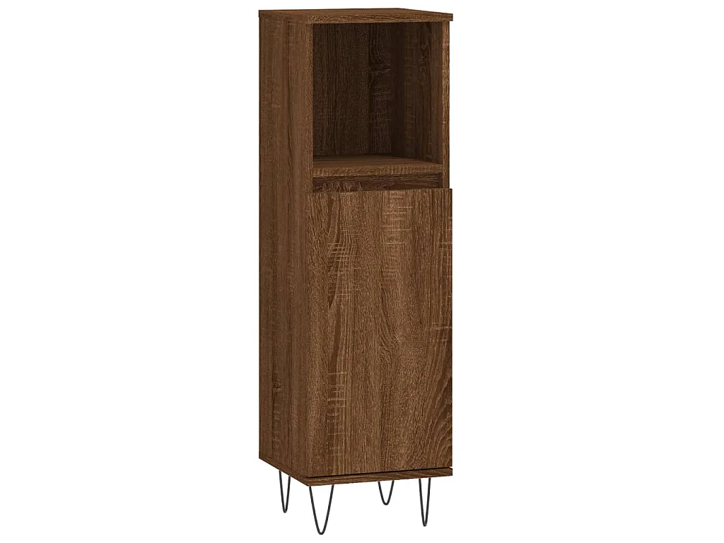 Armario de baño madera contrachapada marrón roble 30x30x100 cm