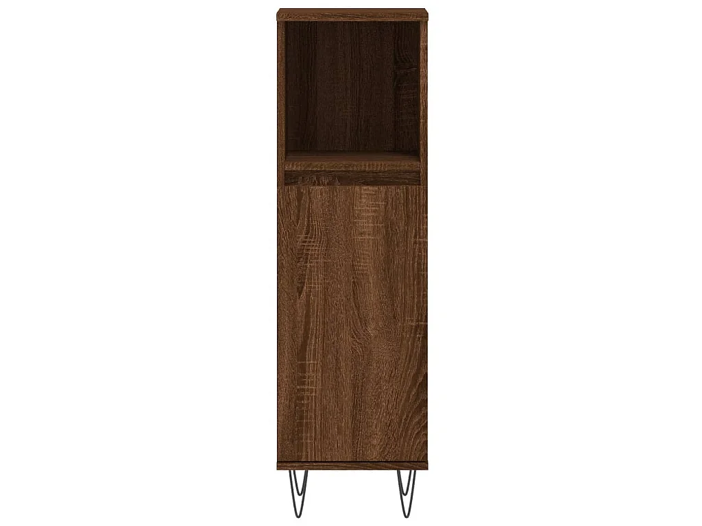 Armario de baño madera contrachapada marrón roble 30x30x100 cm