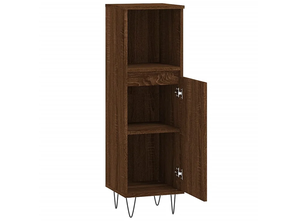 Armario de baño madera contrachapada marrón roble 30x30x100 cm