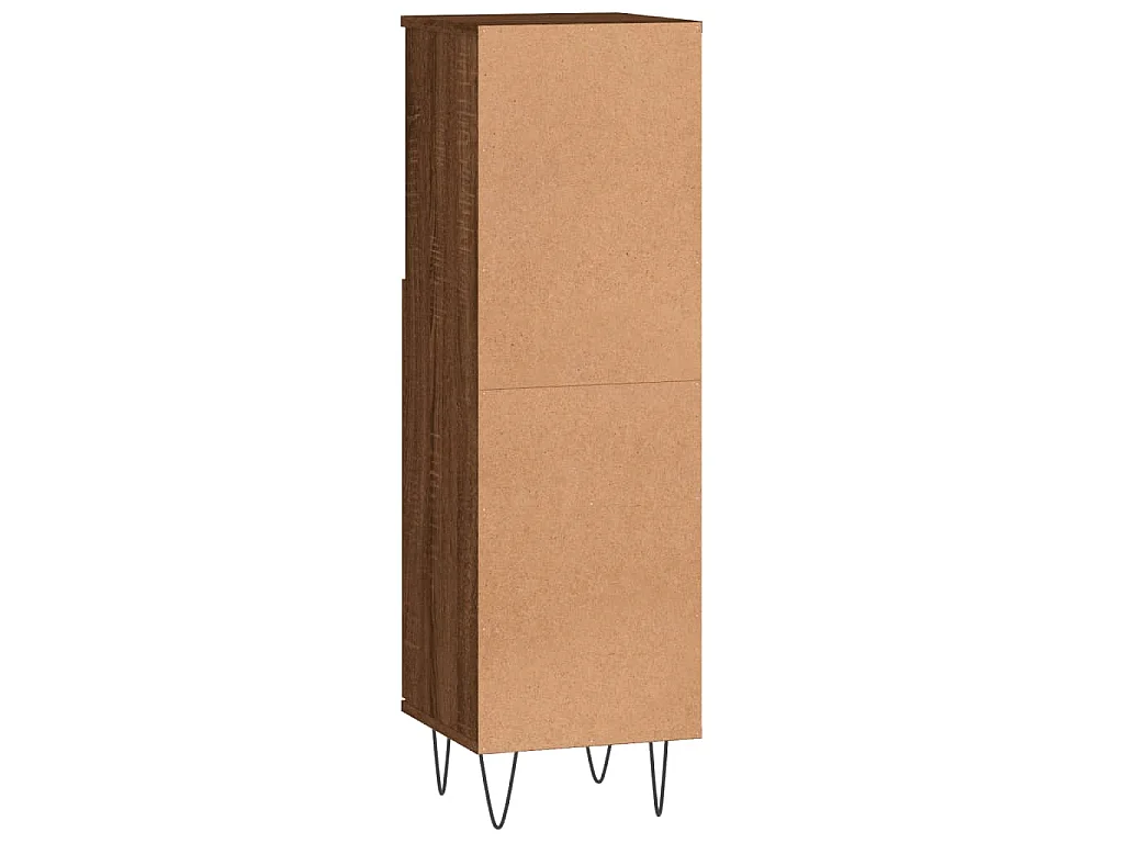 Armario de baño madera contrachapada marrón roble 30x30x100 cm