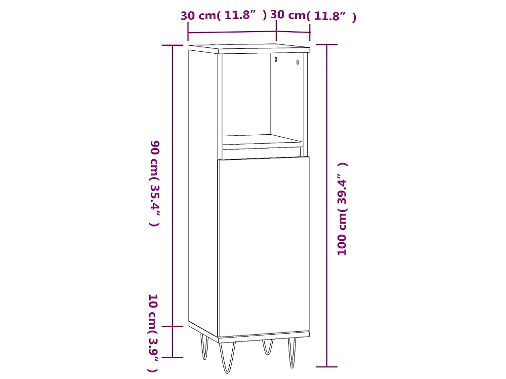 Armario de baño madera de ingeniería blanco 30x30x100 cm