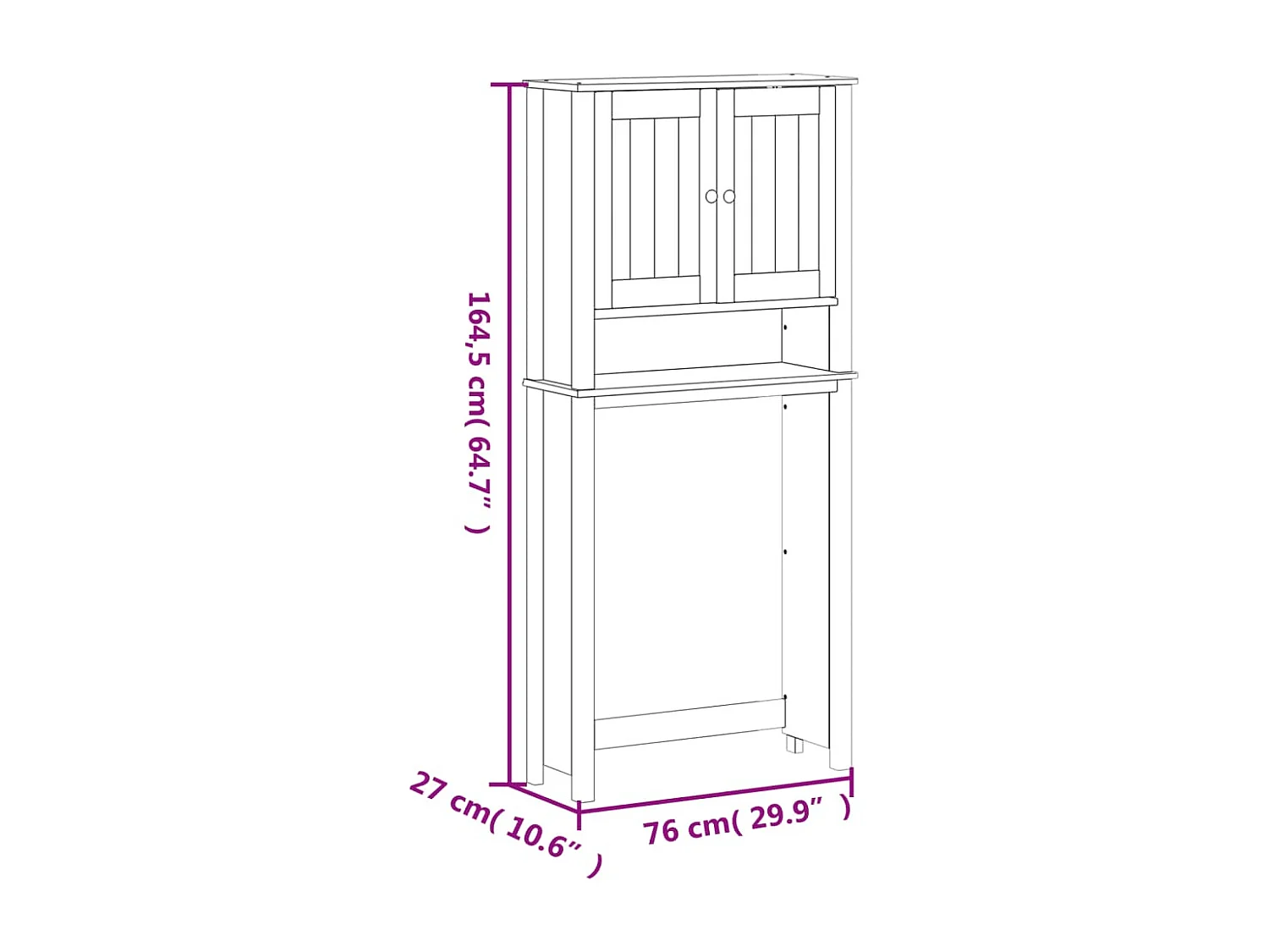 Armoire pour machine à laver BERG noir bois massif