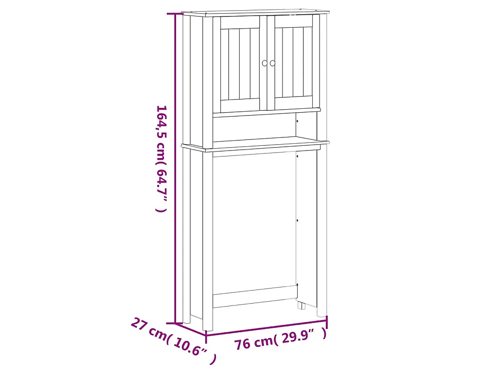 Armoire pour machine à laver BERG noir bois massif