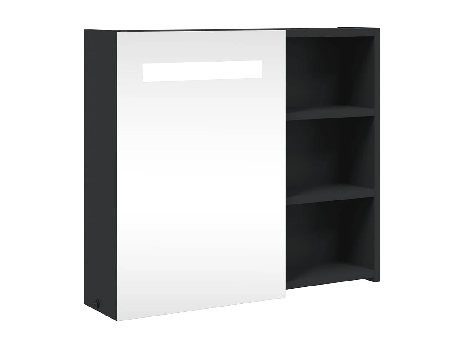 Badkamerkast met spiegel en LED 60x13x52 cm zwart