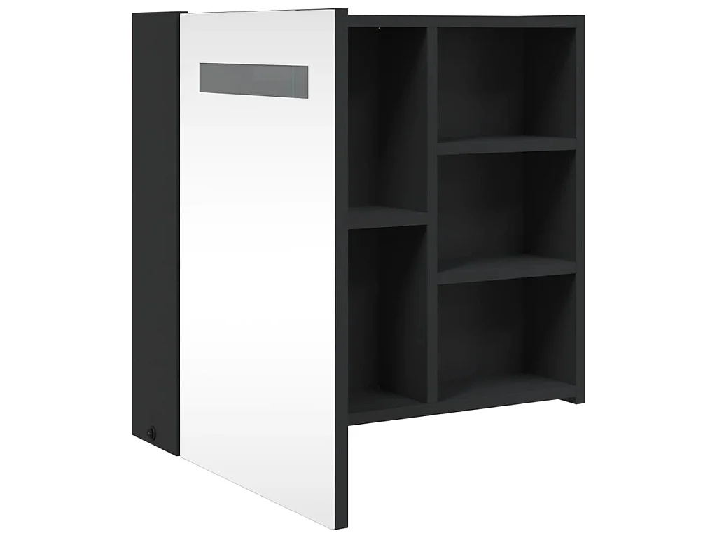 Armoire de salle de bain à miroir avec LED noir 60x13x52 cm