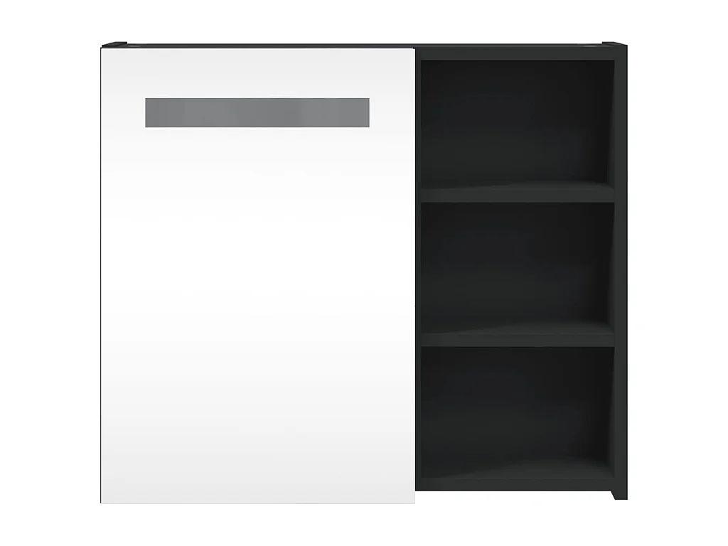 Armoire de salle de bain à miroir avec LED noir 60x13x52 cm