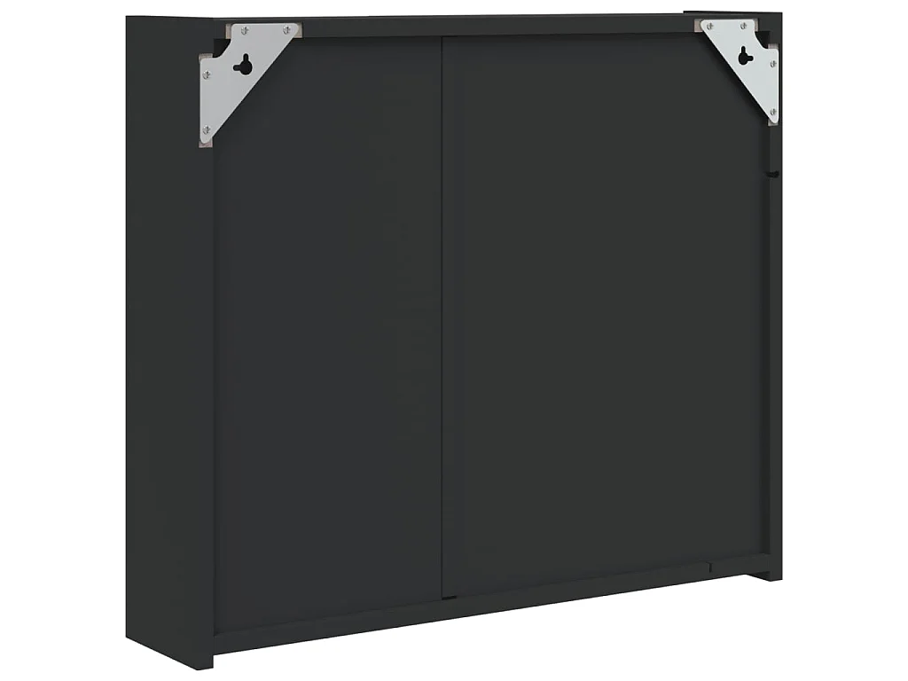 Armoire de salle de bain à miroir avec LED noir 60x13x52 cm